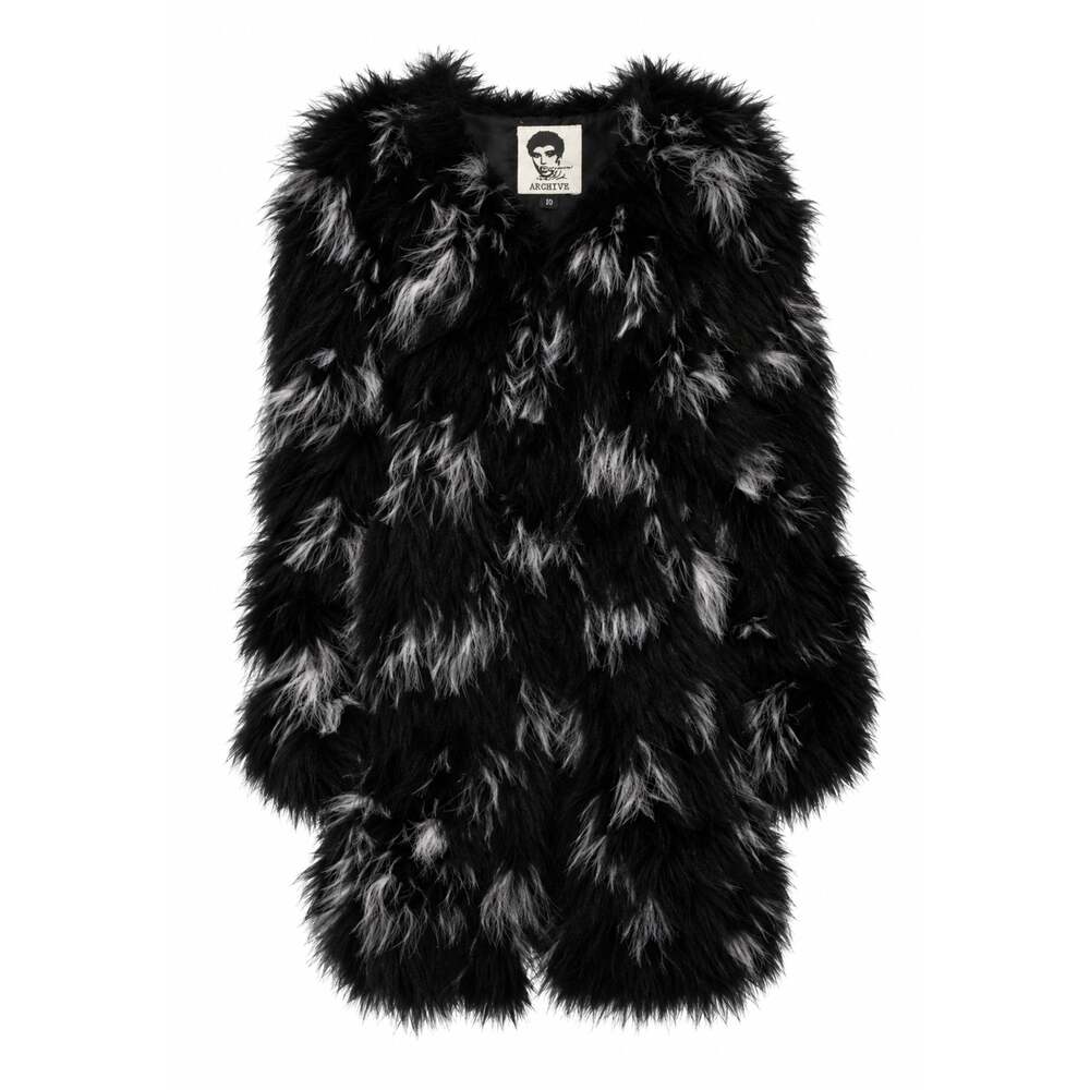 Betsey Johnson Archive Black and White Marabou Feather Jacket Size US 10